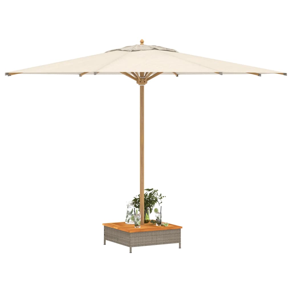 Szürke polyrattan és akácfa napernyőtalp-burkolat 70x70x25 cm 4