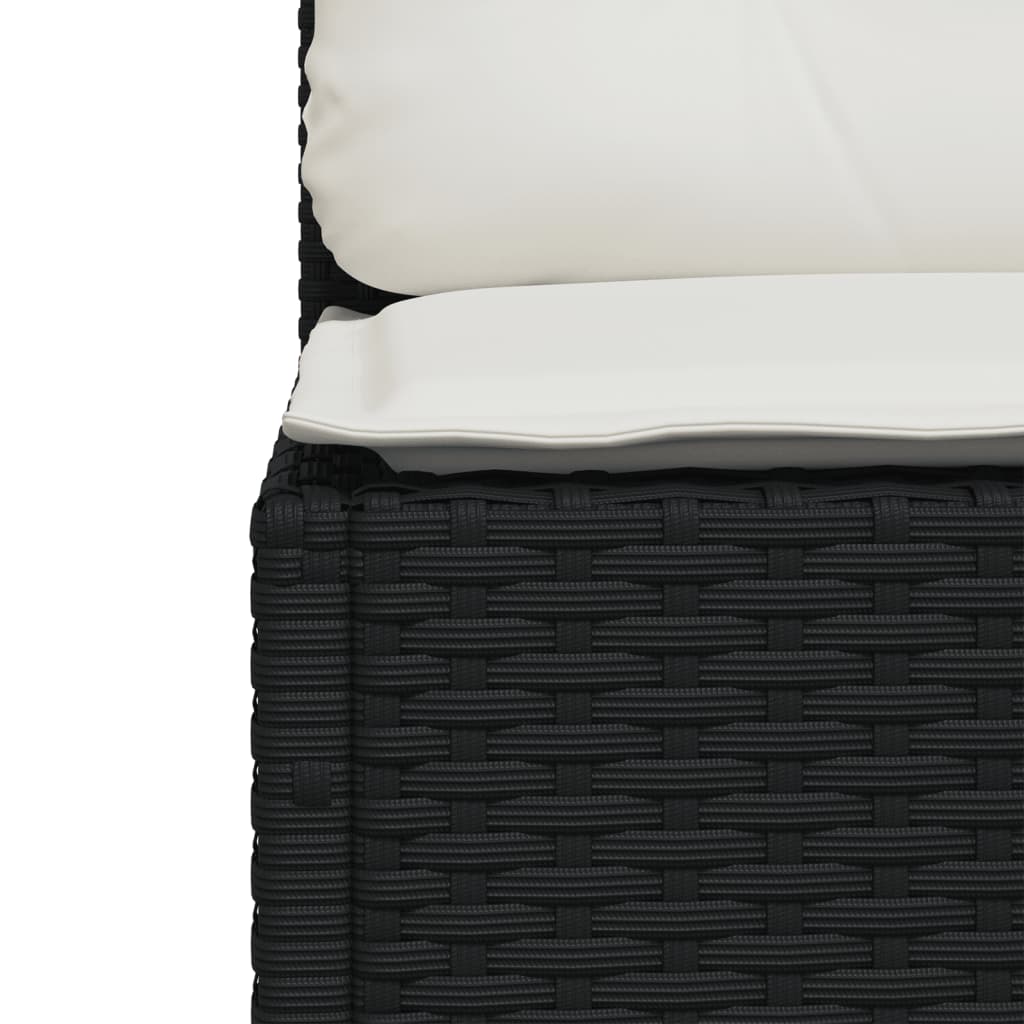 Fekete polyrattan karfa nélküli kerti kanapé párnával 7