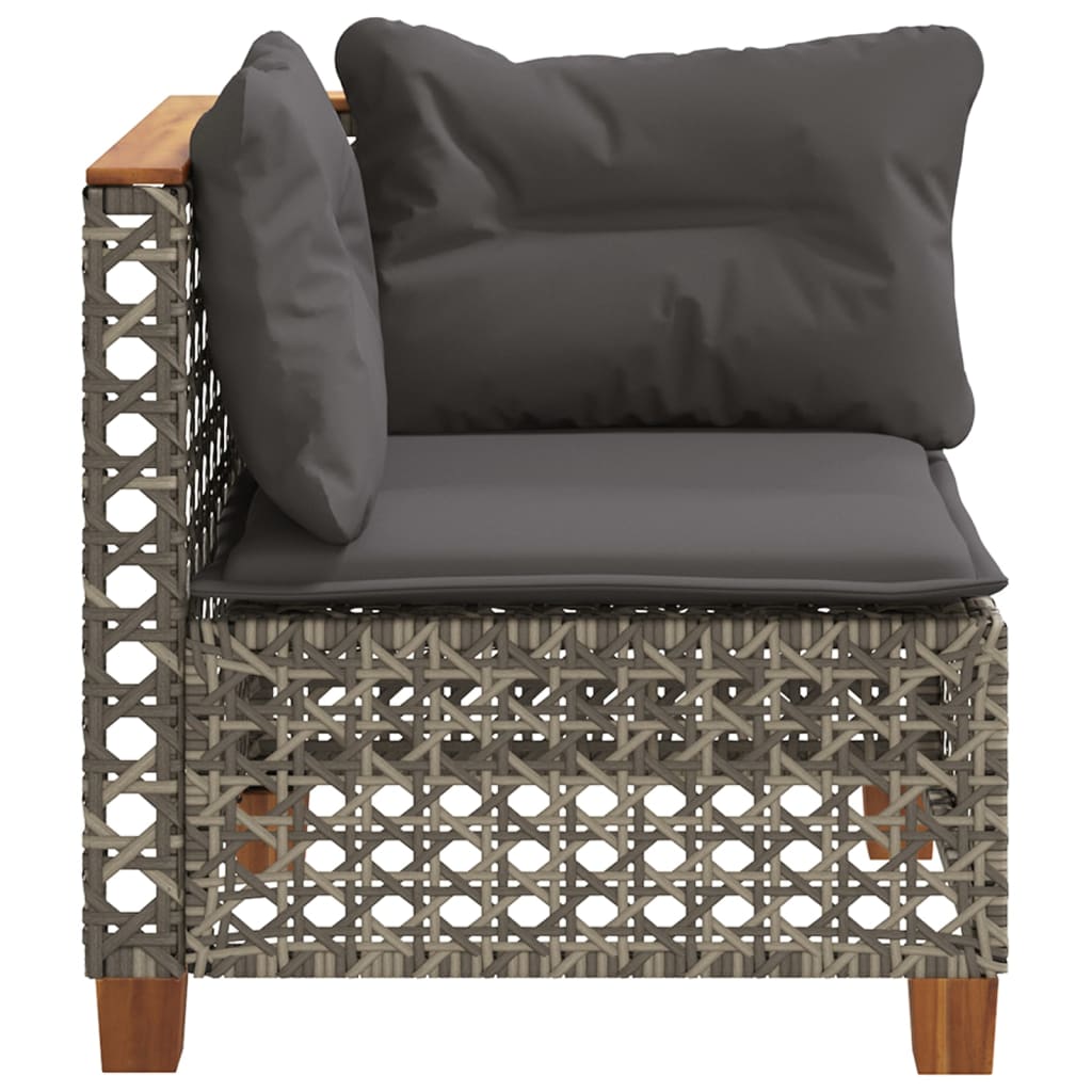 Szürke polyrattan kerti sarokkanapé párnával 5