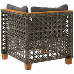 Szürke polyrattan kerti sarokkanapé párnával 6