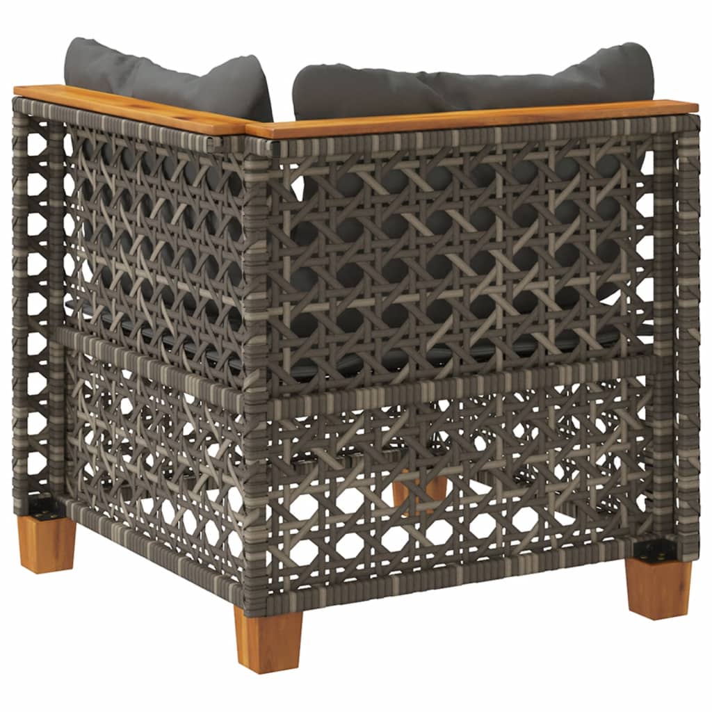 Szürke polyrattan kerti sarokkanapé párnával 6