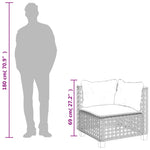 Szürke polyrattan kerti sarokkanapé párnával 8