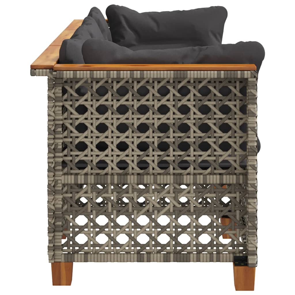 3 személyes szürke polyrattan kerti kanapé párnával 5