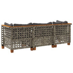 3 személyes szürke polyrattan kerti kanapé párnával 6