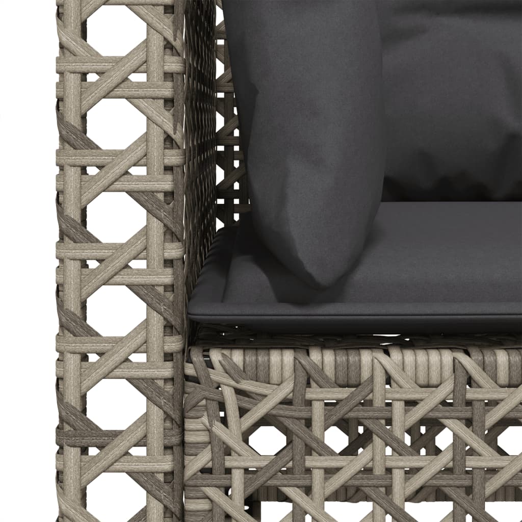 3 személyes szürke polyrattan kerti kanapé párnával 7