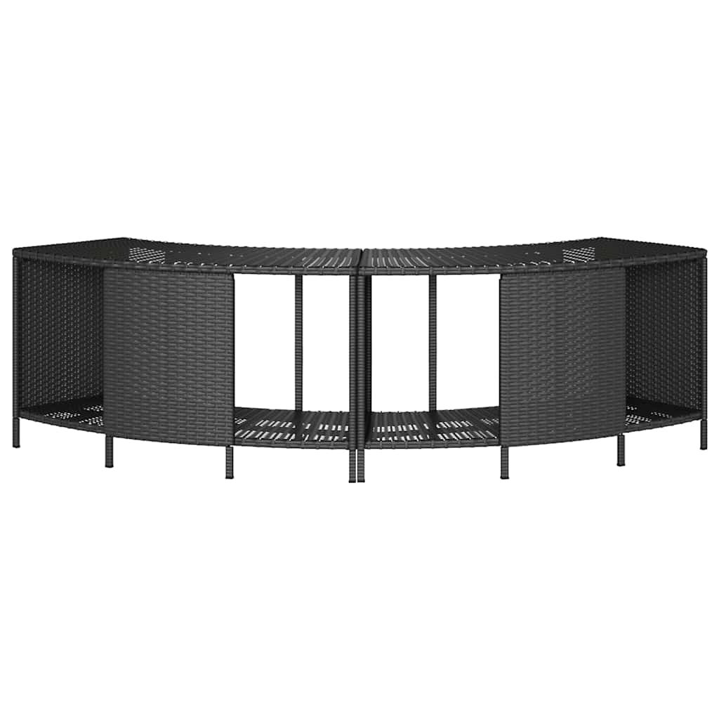 2 db fekete polyrattan tárolópolc pezsgőfürdőhöz 4
