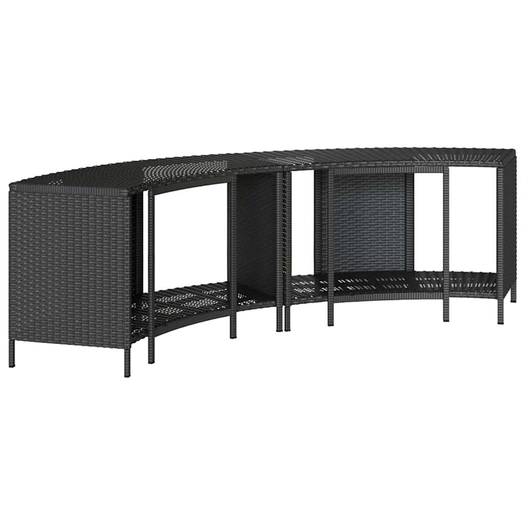 2 db fekete polyrattan tárolópolc pezsgőfürdőhöz 6