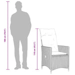 Bézs polyrattan dönthető kerti szék párnákkal 10
