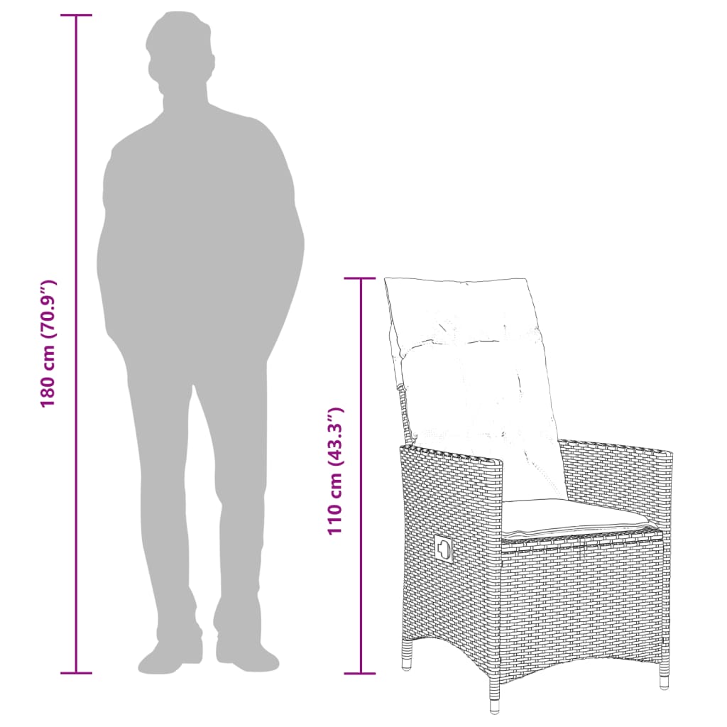 3 részes bézs polyrattan bisztrógarnitúra párnával 11