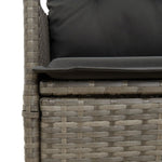 2 személyes szürke polyrattan dönthető kerti kanapé asztallal 9