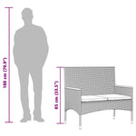 2 személyes szürke polyrattan kerti pad párnákkal és asztallal 12