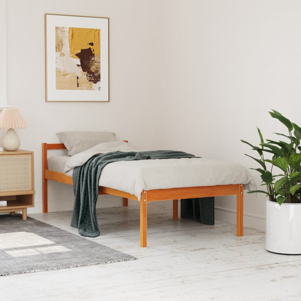 Viaszbarna tömör fenyőfa időseknek való ágy 75x190 cm