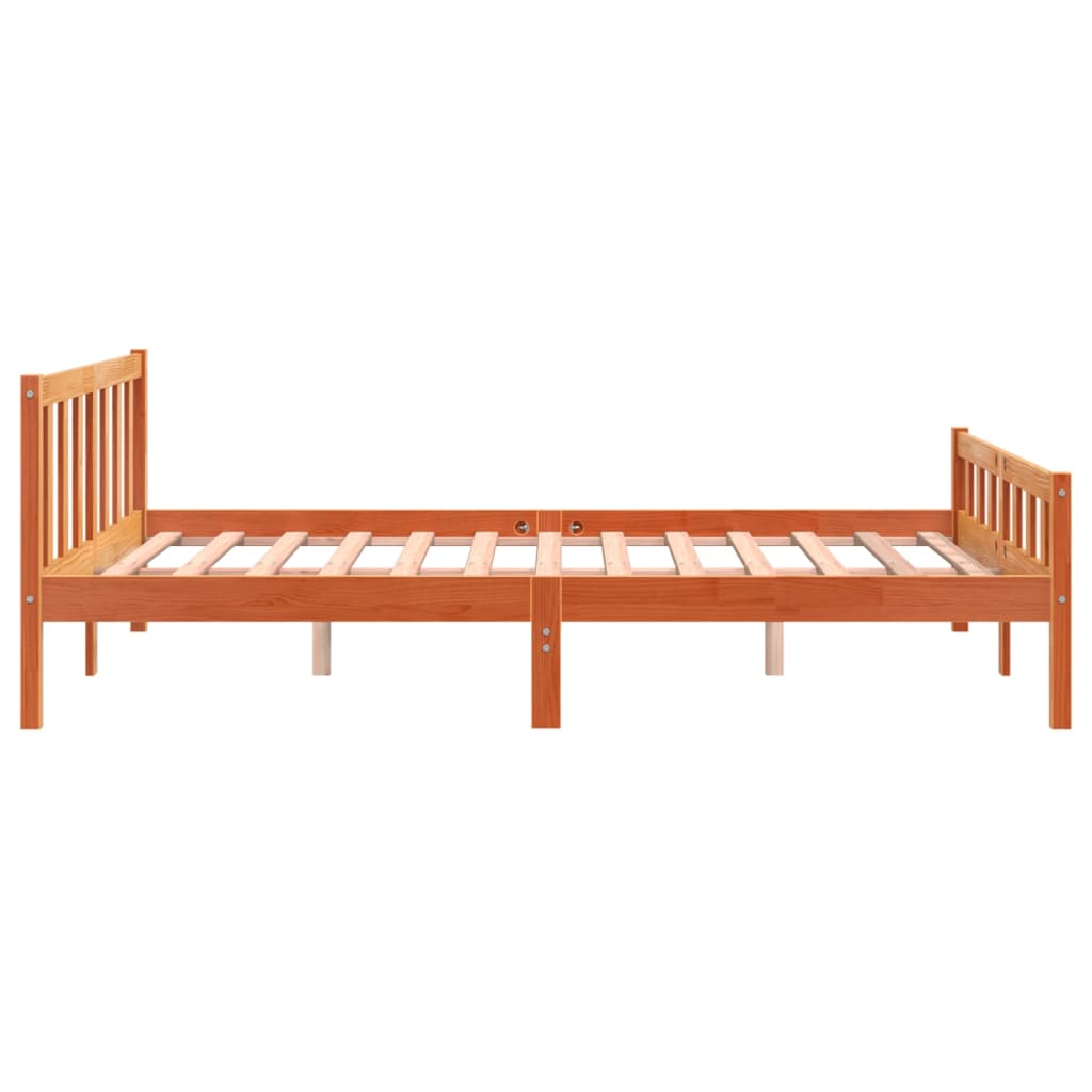 Viaszbarna tömör fenyőfa ágy matrac nélkül 150 x 200 cm 5