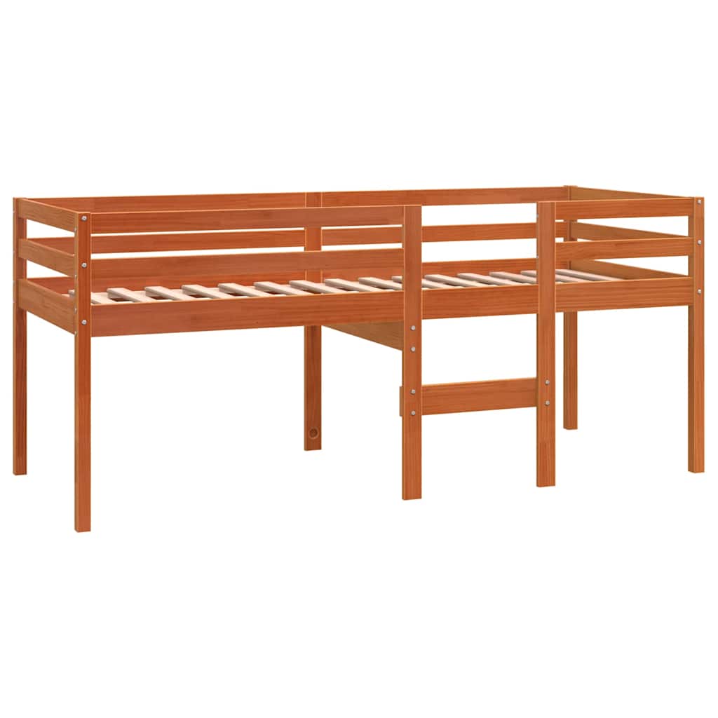 Viaszbarna tömör fenyőfa magasított ágy 90 x 200 cm 3