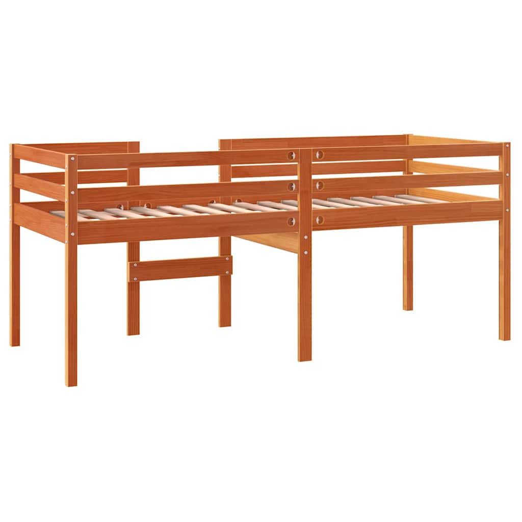 Viaszbarna tömör fenyőfa magasított ágy 90 x 200 cm 6