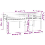 Viaszbarna tömör fenyőfa magasított ágy 90 x 200 cm 9