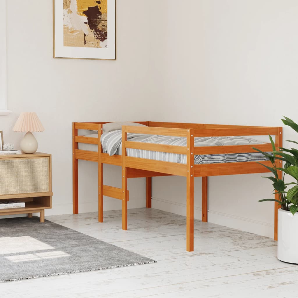 Viaszbarna tömör fenyőfa magasított ágy 90x190 cm