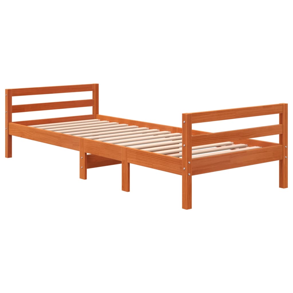 Viaszbarna tömör fenyőfa ágy matrac nélkül 75 x 190 cm 3
