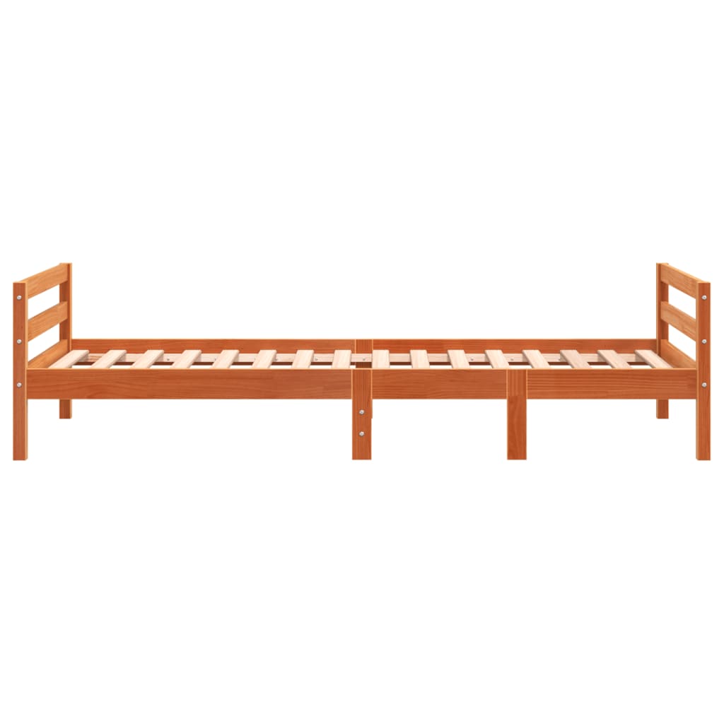 Viaszbarna tömör fenyőfa ágy matrac nélkül 75 x 190 cm 5