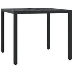 3 részes fekete polyrattan kerti étkezőgarnitúra párnákkal 4