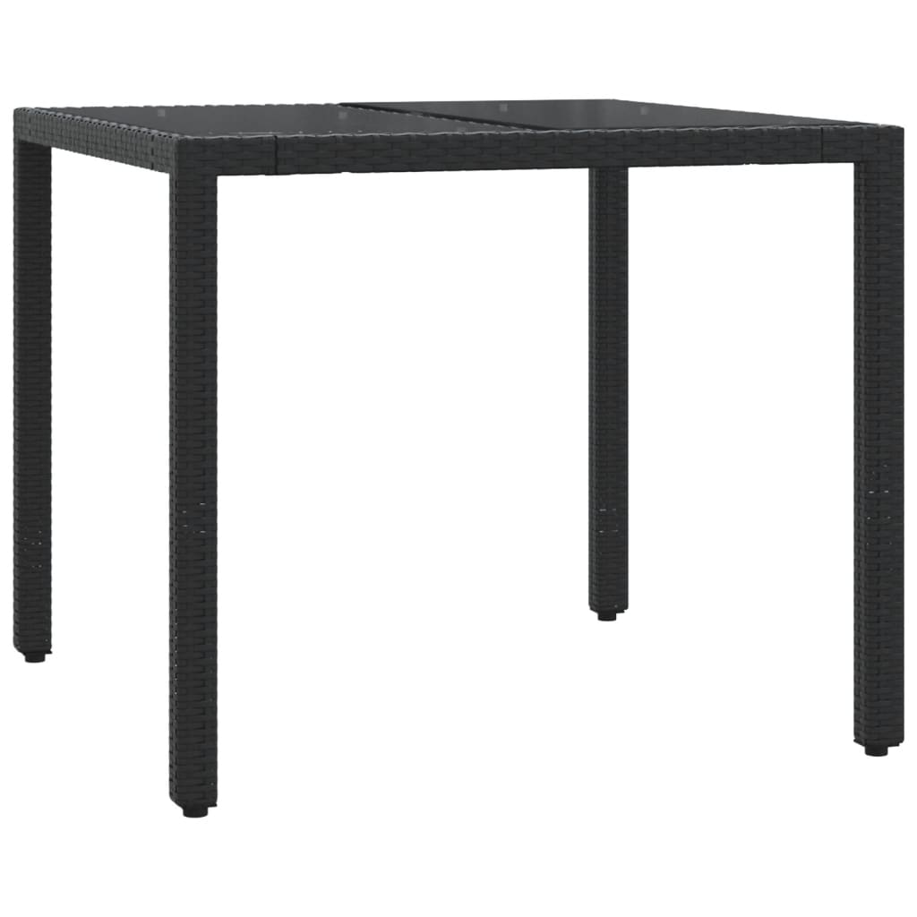 3 részes fekete polyrattan kerti étkezőgarnitúra párnákkal 4