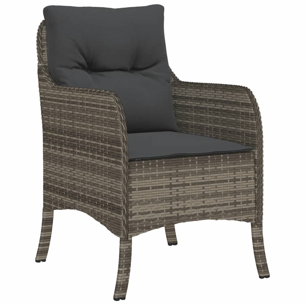 5 részes szürke polyrattan kerti étkezőgarnitúra párnával 3