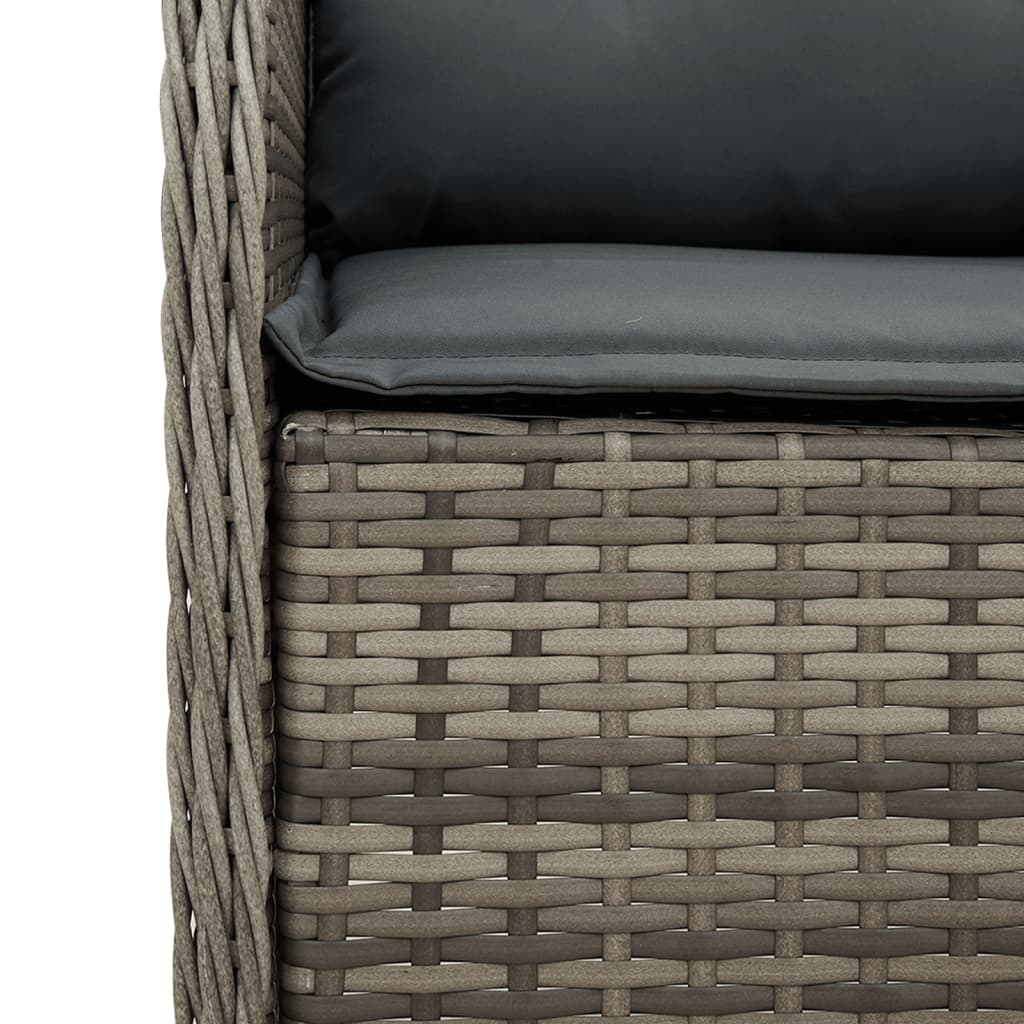 5 részes szürke polyrattan kerti étkezőgarnitúra párnával 5