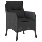 5 részes fekete polyrattan kerti étkezőgarnitúra párnákkal 3
