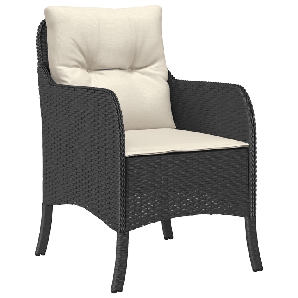 7 részes fekete polyrattan kerti étkezőgarnitúra párnával 3