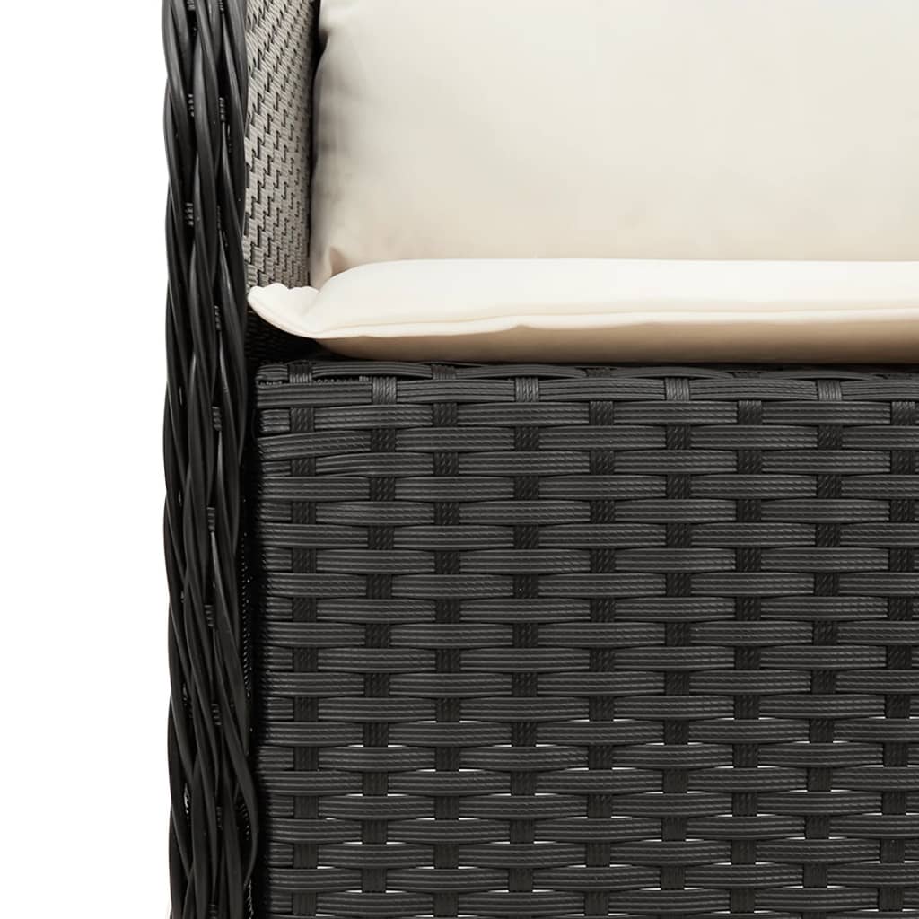 7 részes fekete polyrattan kerti étkezőgarnitúra párnával 5
