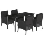 5 részes fekete polyrattan kerti étkezőgarnitúra párnákkal 2
