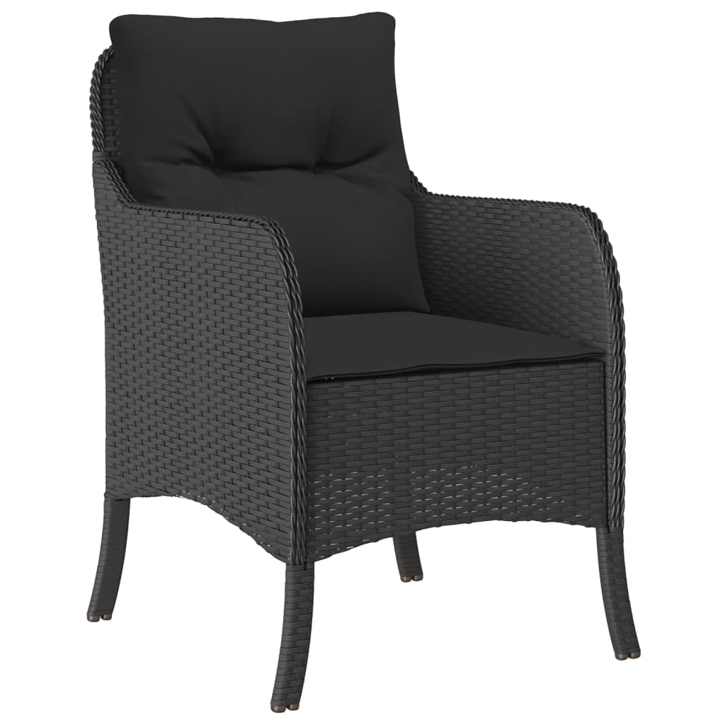5 részes fekete polyrattan kerti étkezőgarnitúra párnákkal 3