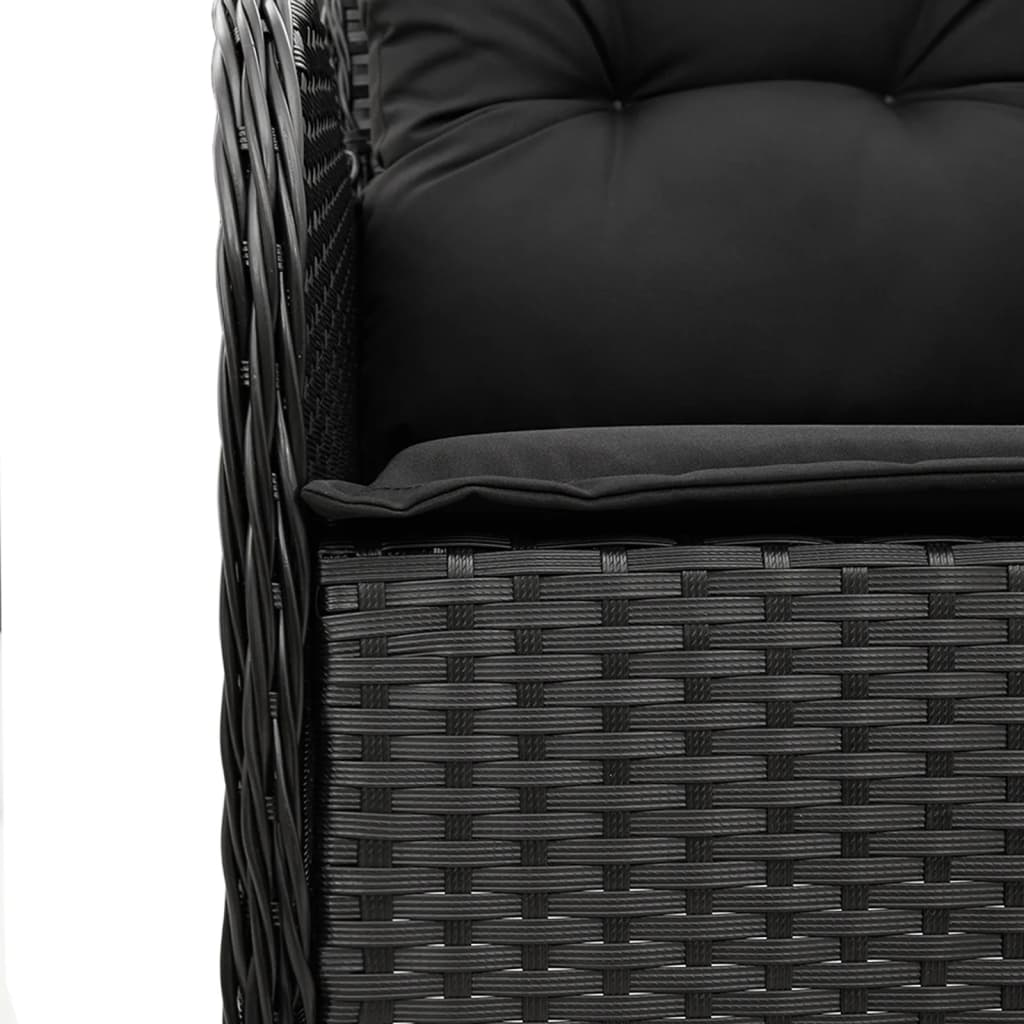 5 részes fekete polyrattan kerti étkezőgarnitúra párnákkal 5