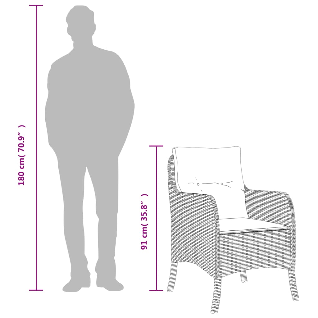 7 részes bézs polyrattan kerti étkezőgarnitúra párnákkal 8