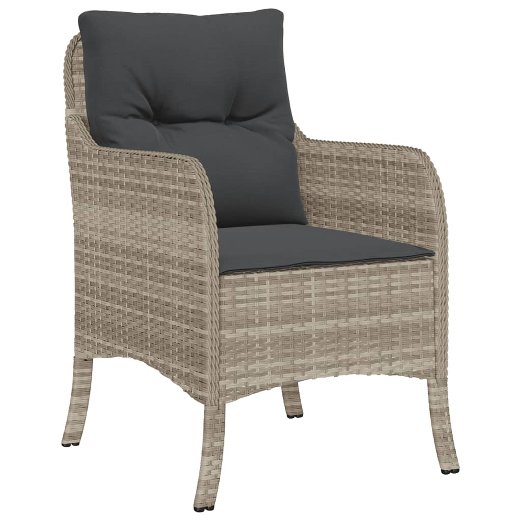 7 részes világosszürke polyrattan kerti étkezőszett párnával 3