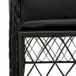 9 részes fekete polyrattan kerti étkezőgarnitúra párnákkal 5
