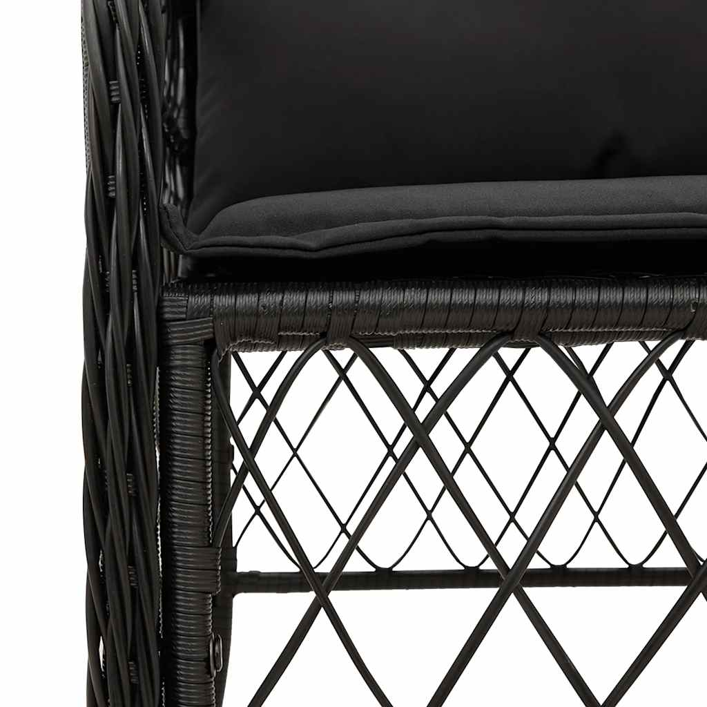 9 részes fekete polyrattan kerti étkezőgarnitúra párnákkal 5