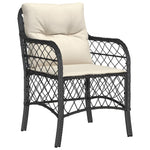 9 részes fekete polyrattan kerti étkezőgarnitúra párnákkal 3