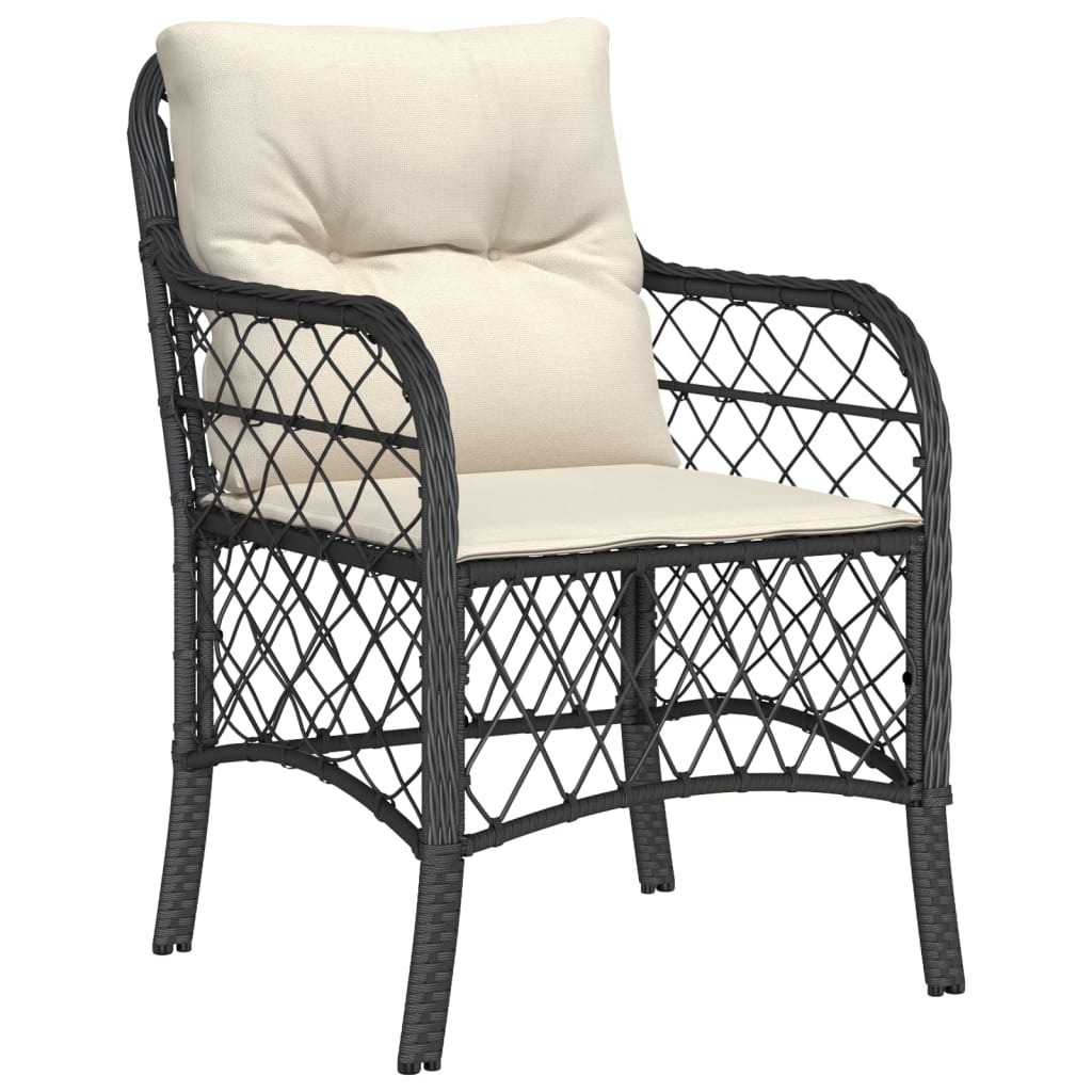 9 részes fekete polyrattan kerti étkezőgarnitúra párnákkal 3