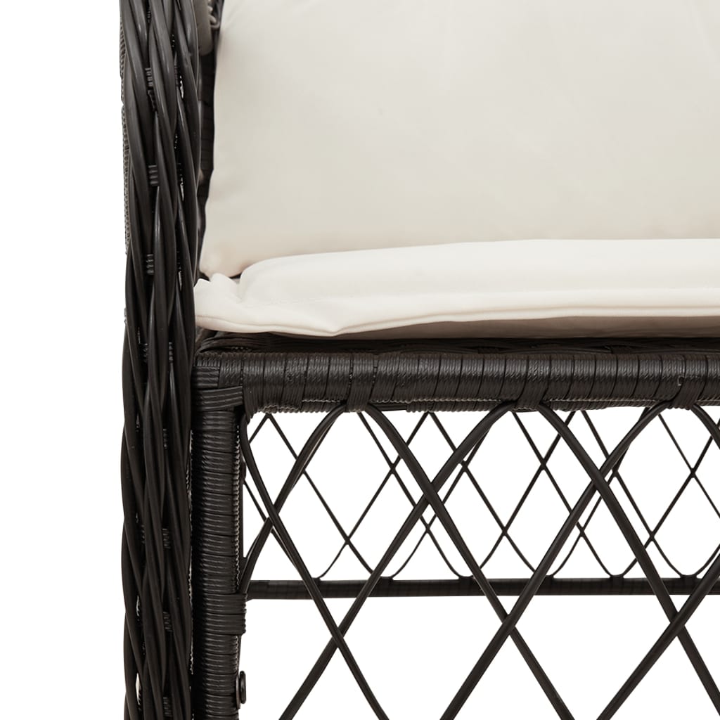 9 részes fekete polyrattan kerti étkezőgarnitúra párnákkal 5
