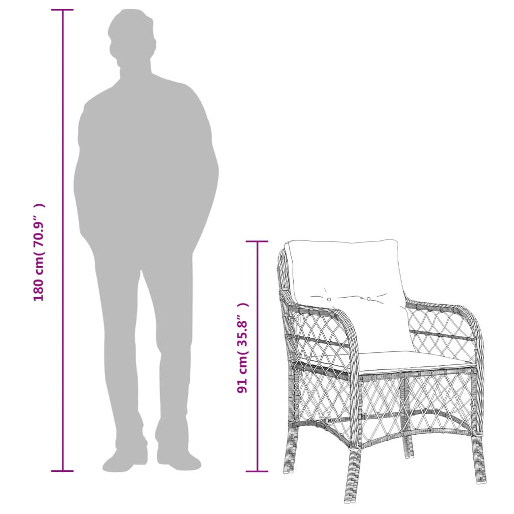 9 részes fekete polyrattan kerti étkezőgarnitúra párnákkal 8