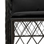5 részes fekete polyrattan kerti étkezőgarnitúra párnákkal 5