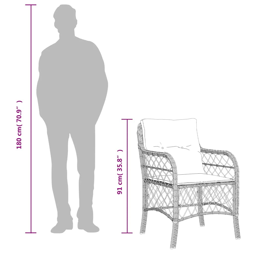 5 részes fekete polyrattan kerti étkezőgarnitúra párnákkal 8