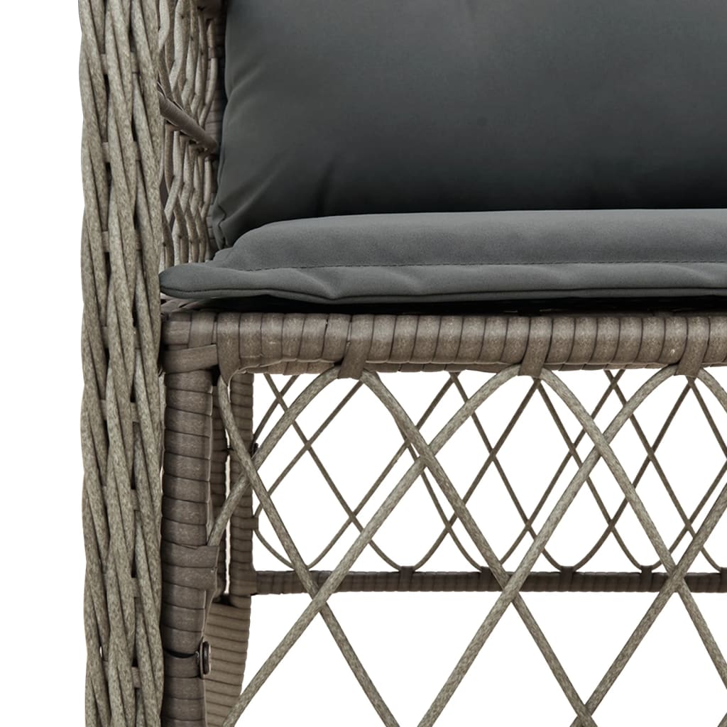 3 részes szürke polyrattan bisztrógarnitúra párnákkal 5