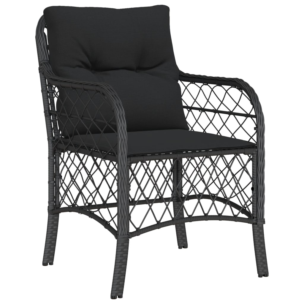 5 részes fekete polyrattan kerti étkezőgarnitúra párnákkal 3