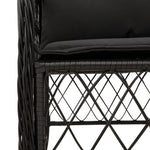 5 részes fekete polyrattan kerti étkezőgarnitúra párnákkal 5