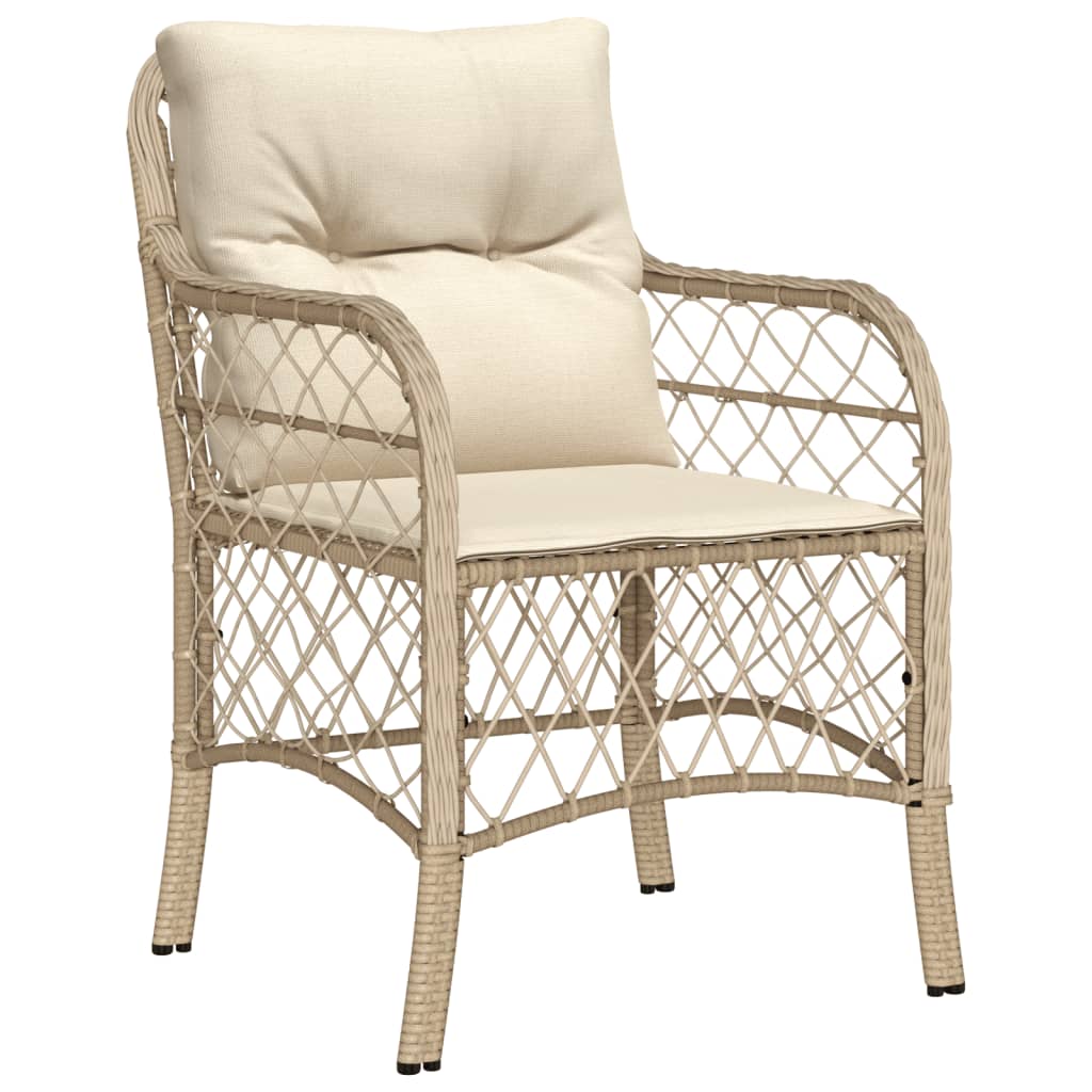 3 részes bézs polyrattan bisztrógarnitúra párnával 3