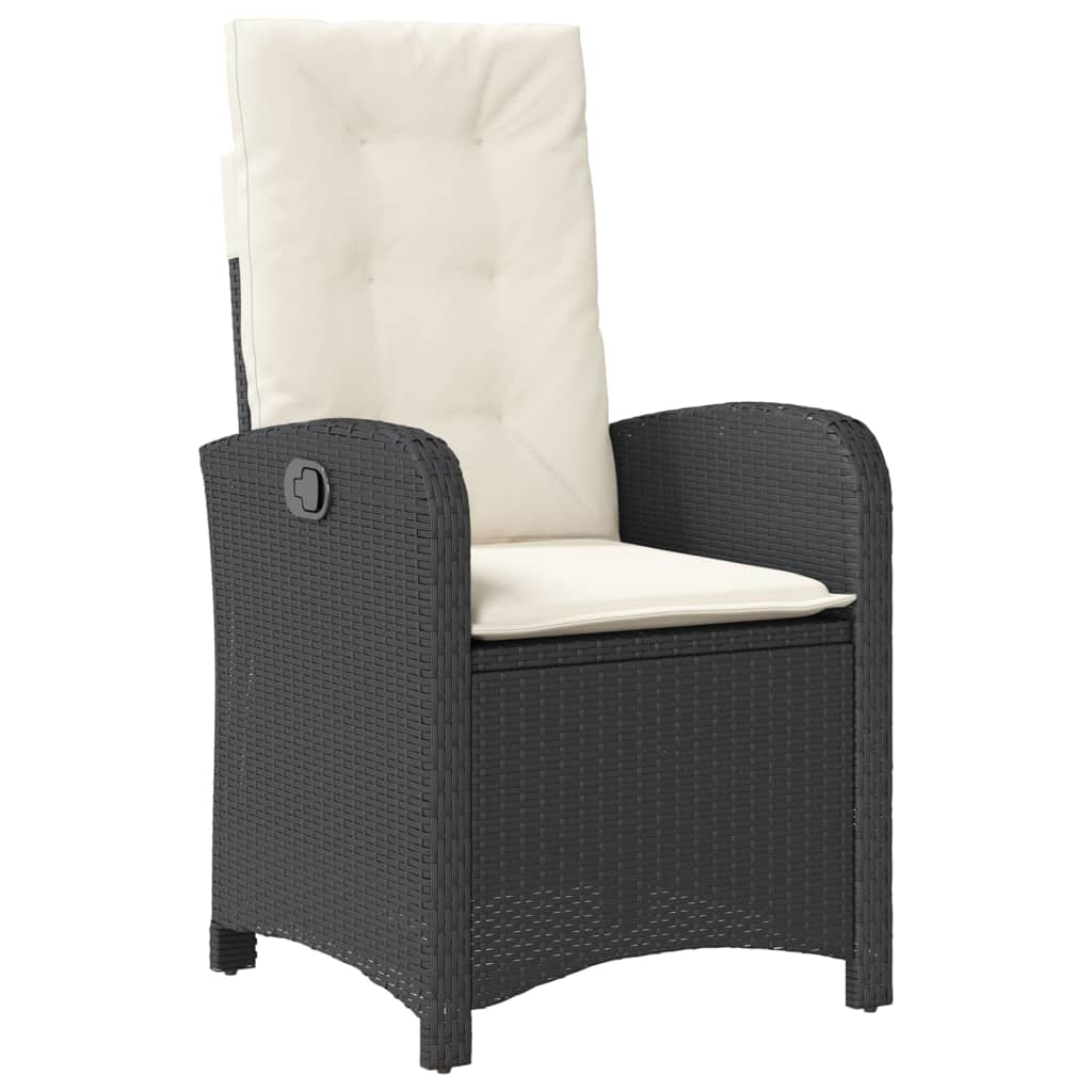 7 részes fekete polyrattan kerti étkezőgarnitúra párnával 4
