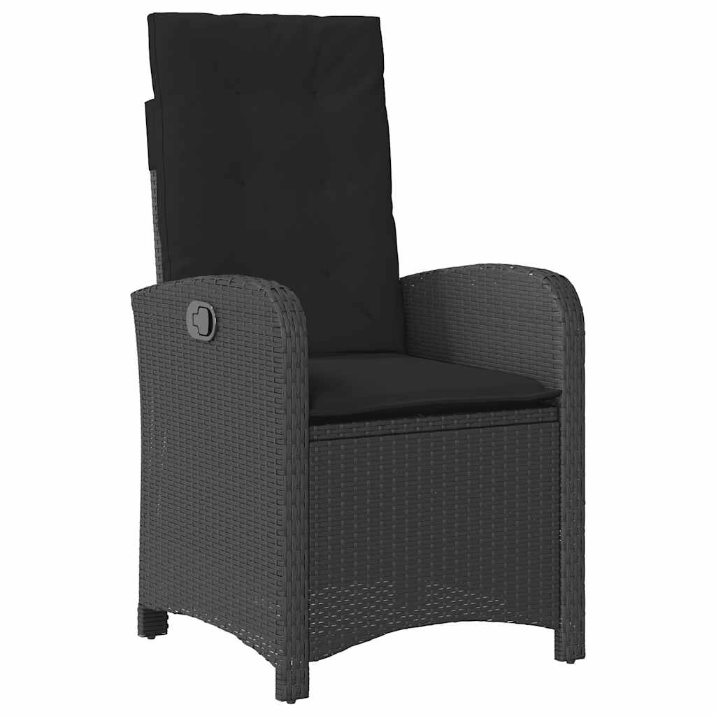 7 részes fekete polyrattan kerti étkezőgarnitúra párnával 4