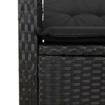 7 részes fekete polyrattan kerti étkezőgarnitúra párnával 8
